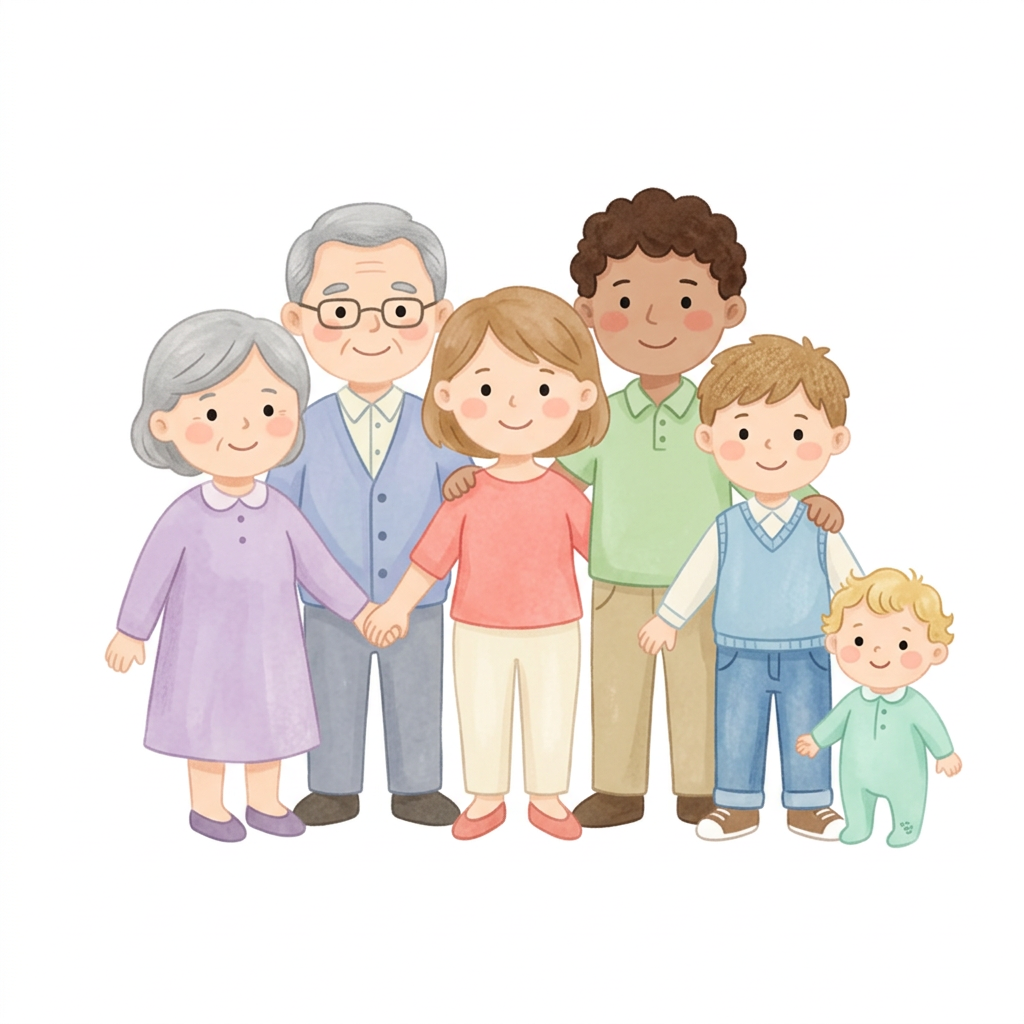 Tres niñas y niños tomados de la mano